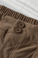 Half Elastic Waist Straight Pants