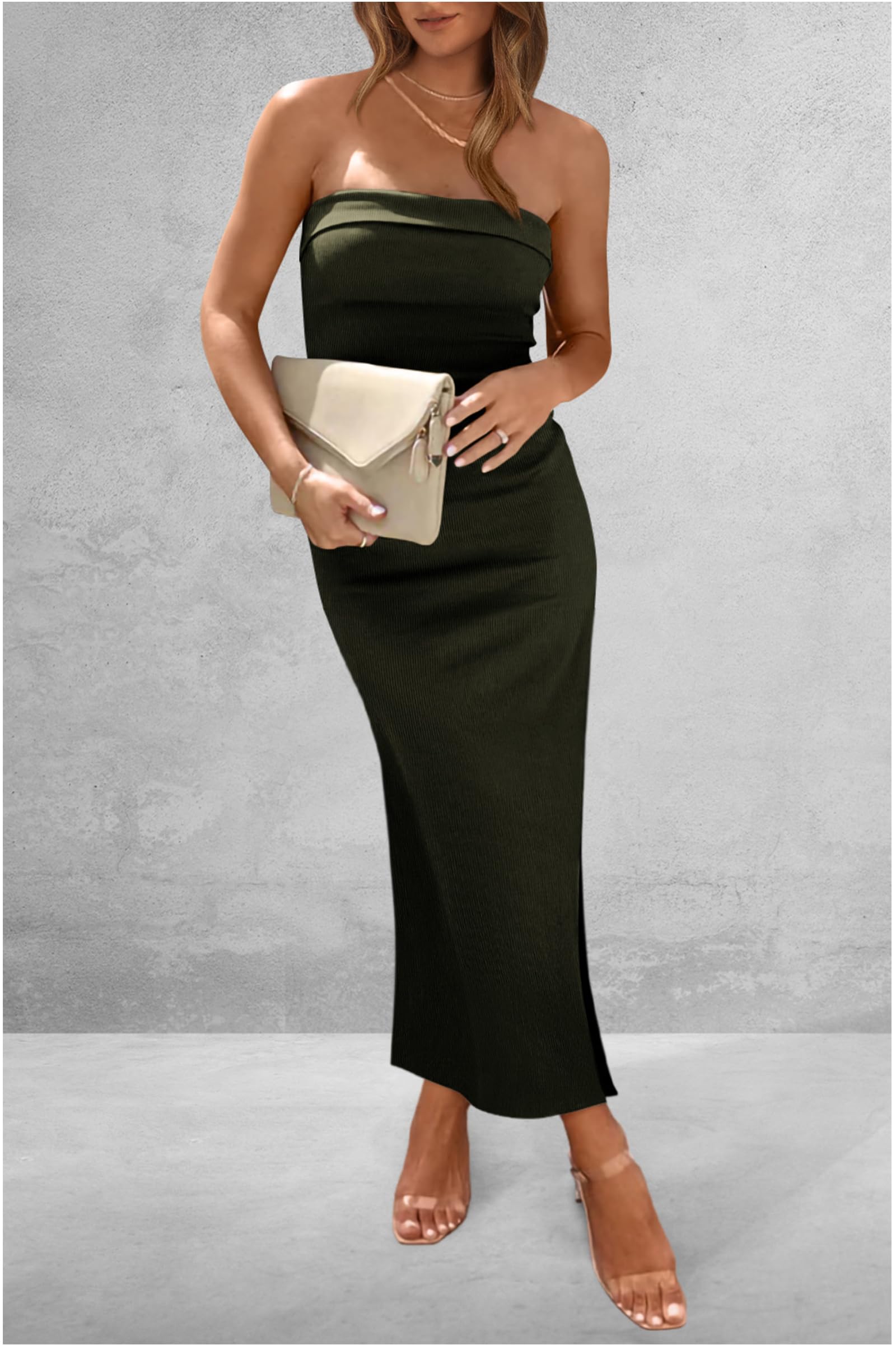 Slit Tube Midi Dress Trendsi