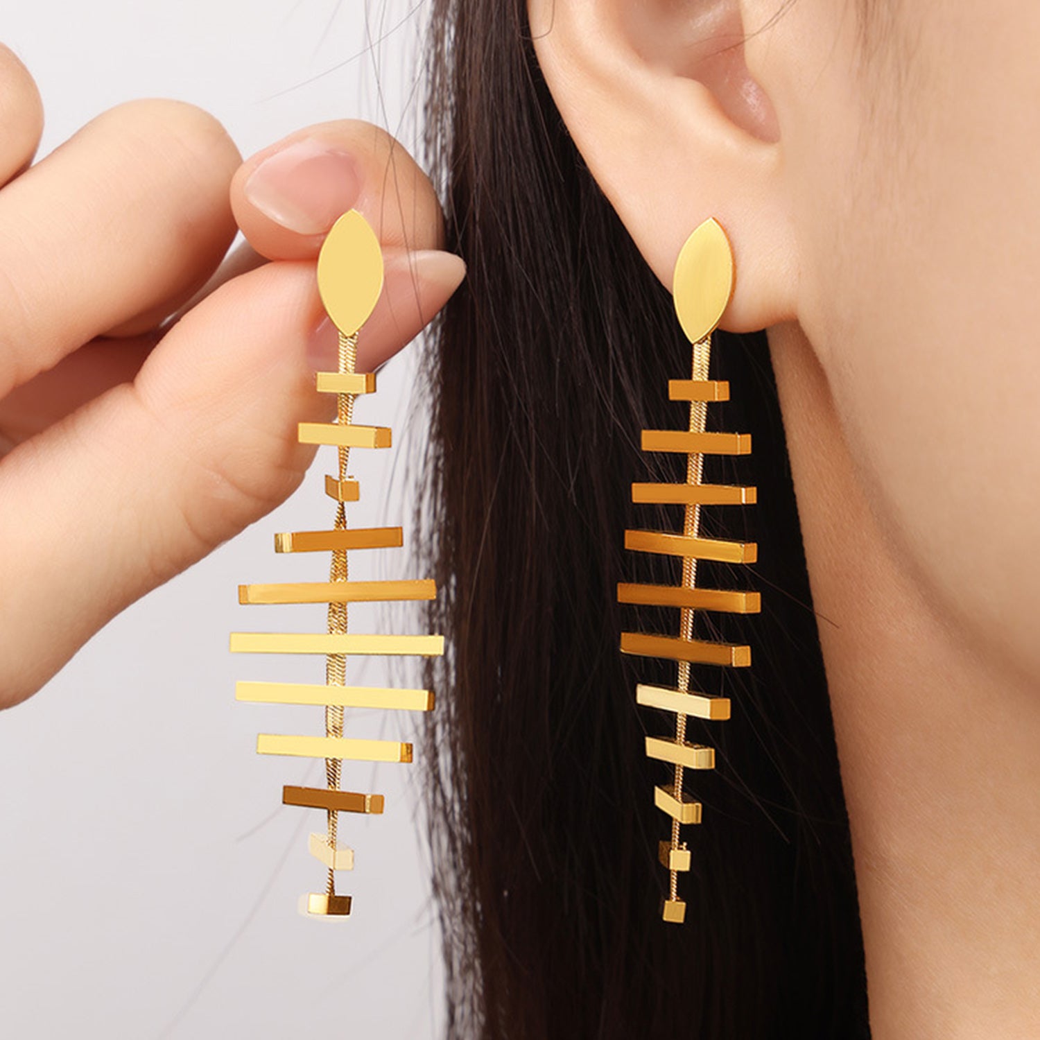 Titanium Steel Fishbone Shape Earrings - Flyclothing LLC