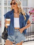 Buttoned Up Collared Neck Denim Top - Flyclothing LLC