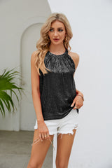 Sequin Grecian Neck Tank - Flyclothing LLC