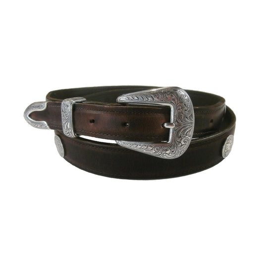 Tapered Genuine Leather Western Belt with Buffalo Nickels (Black or Brown) - Flyclothing LLC