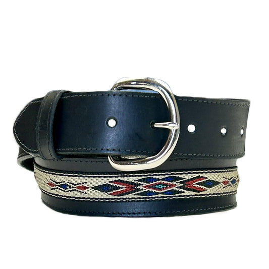 Rockmont Clothing Black Tapered Native Ribbon Genuine Leather Western Belt with Conchos - Rockmount Clothing