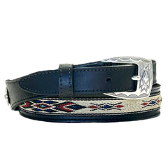 Rockmont Clothing Black Tapered Native Ribbon Genuine Leather Western Belt with Conchos - Rockmount Clothing