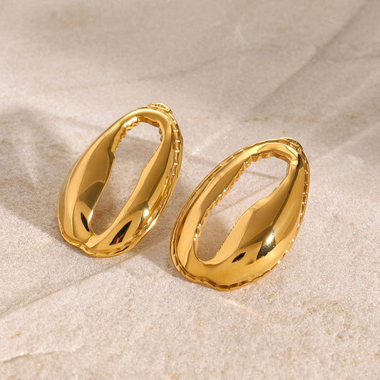 18K Gold-Plated Tooth Shell Earrings - Trendsi