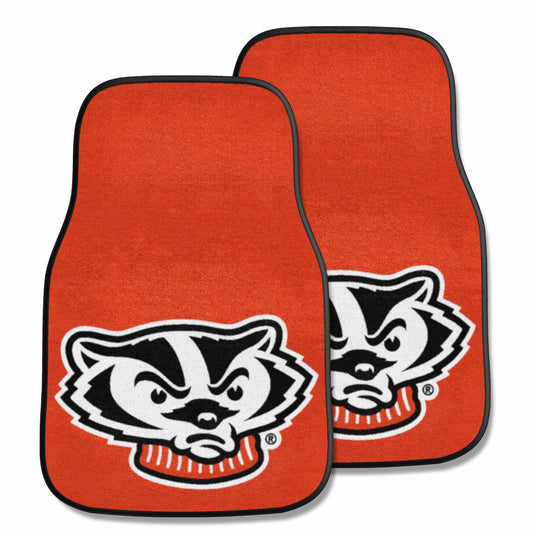 Wisconsin Badgers Front Carpet Car Mat Set - 2 Pieces, Badger Logo