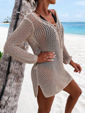 Openwork Tie Neck Cover-Up - Flyclothing LLC