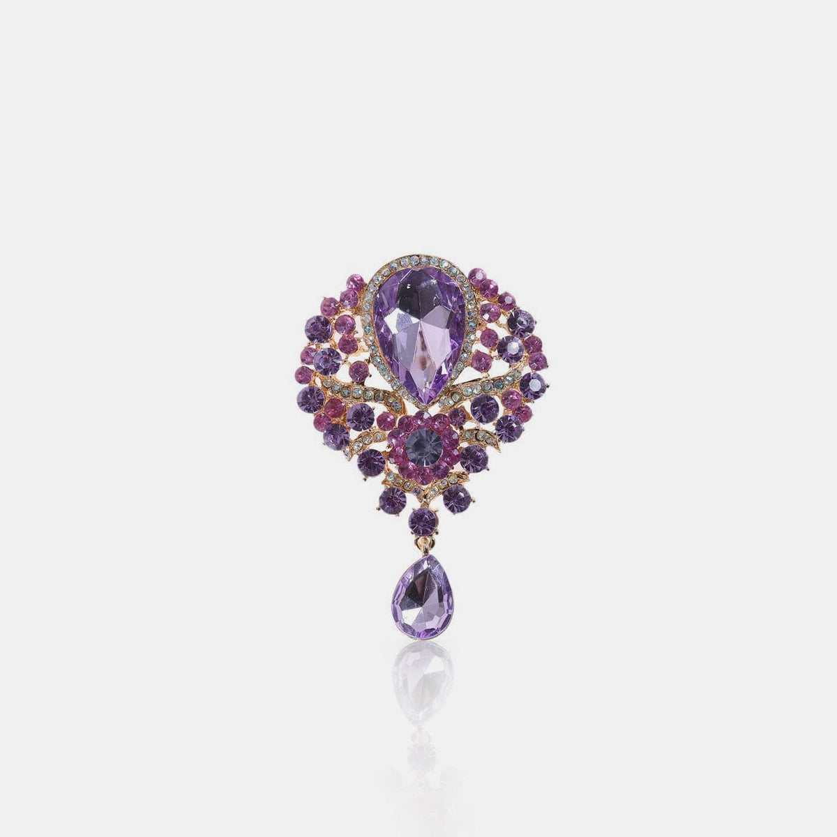 Alloy Rhinestone Teardrop Brooch - Trendsi