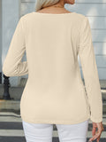 Decorative Button Round Neck Long Sleeve T-Shirt - Flyclothing LLC