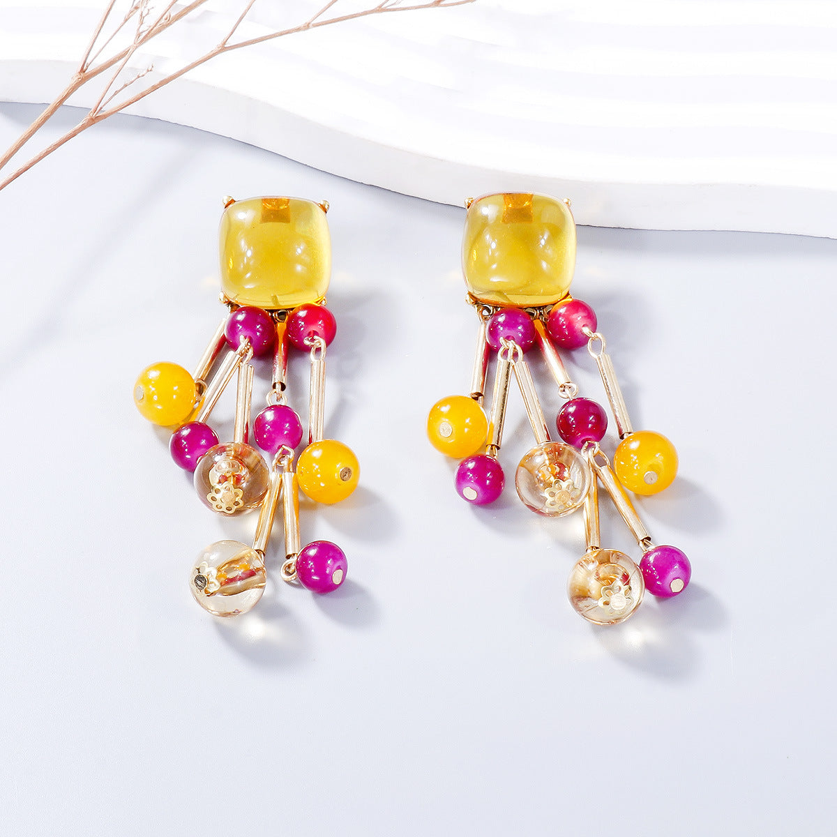 Acrylic Bead Dangle Earrings Trendsi