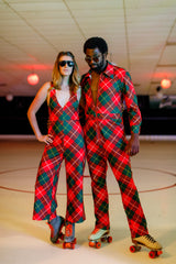 The Poinsettia Playgirl | Red Plaid Christmas Jumpsuit