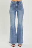 RISEN Full Size High Waist Raw Hem Flare Jeans - Trendsi