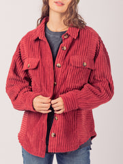 Button Up Long Sleeve Corduroy Jacket