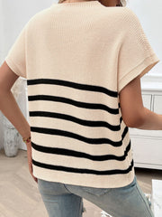 Striped Round Neck Short Sleeve Sweater