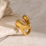 18K Gold-Plated Stainless Steel Open Ring - Trendsi