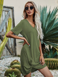 V-Neck Short Sleeve Mini Dress - Flyclothing LLC