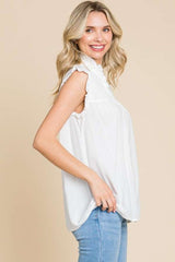 Culture Code Full Size Frill Edge Smocked Sleeveless Top Trendsi