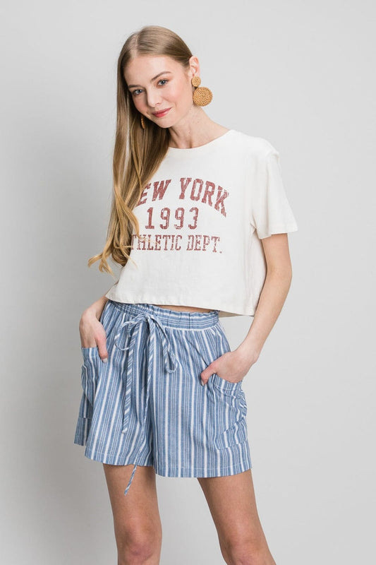 Cotton Bleu by Nu Label Yarn Dye Striped Shorts - Trendsi