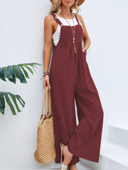 Full Size Square Neck Wide Strap Overalls - Trendsi