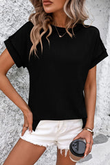 Striped Round Neck Short Sleeve T-Shirt Trendsi