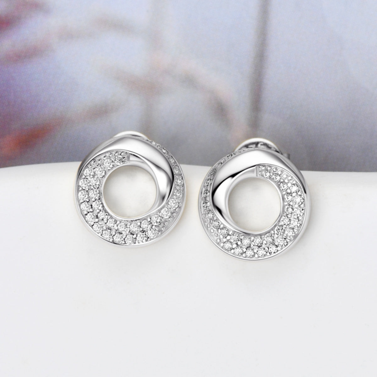 925 Sterling Silver Inlaid Moissanite Stud Earrings Trendsi