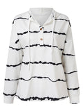 Drawstring Striped Long Sleeve Hoodie - Trendsi