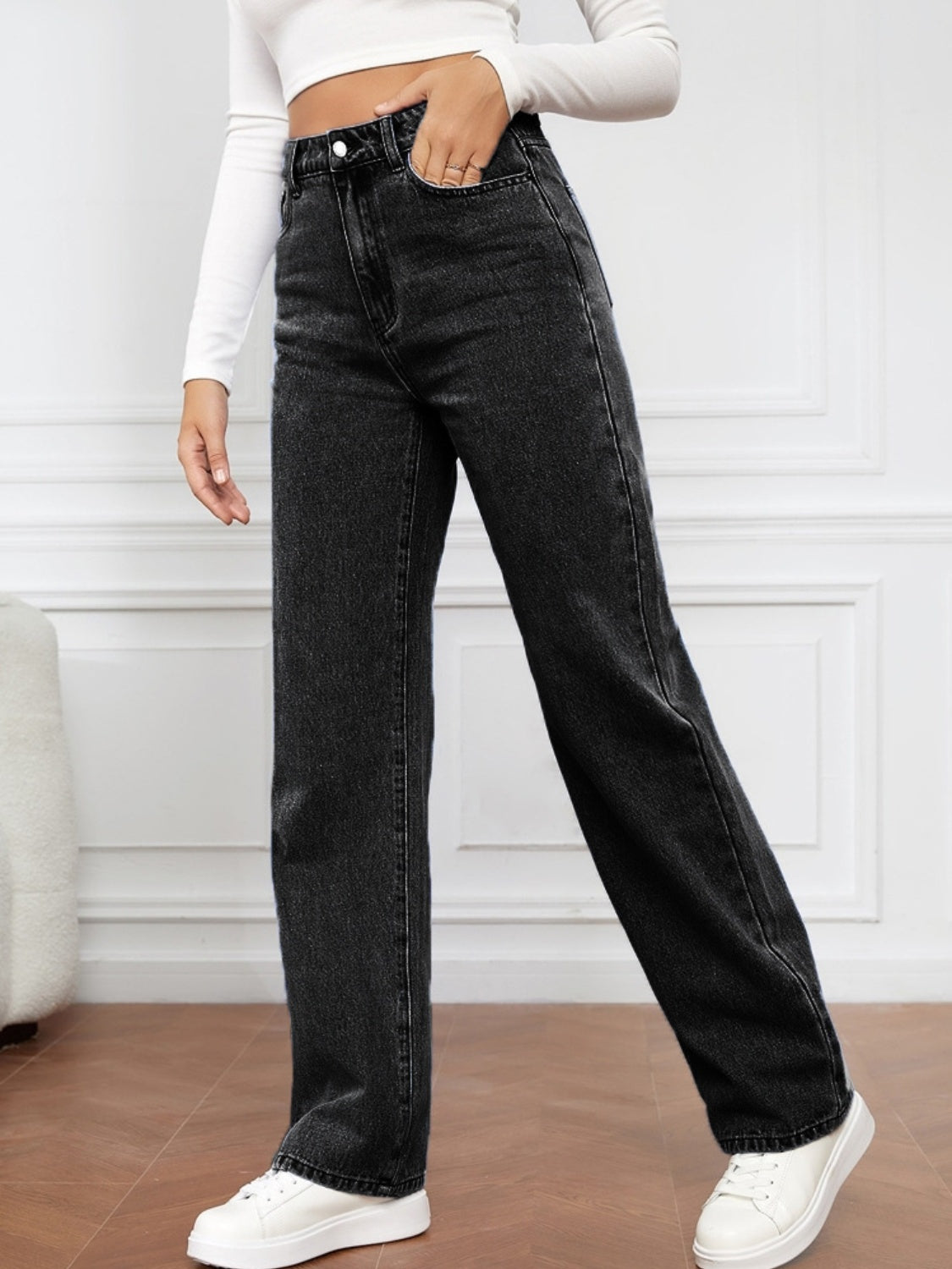 High Waist Straight Jeans - Flyclothing LLC