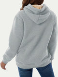 Drawstring Long Sleeve Hoodie with Kangaroo Pocket - Trendsi