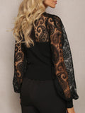 Lace Round Neck Long Sleeve T-Shirt - Trendsi