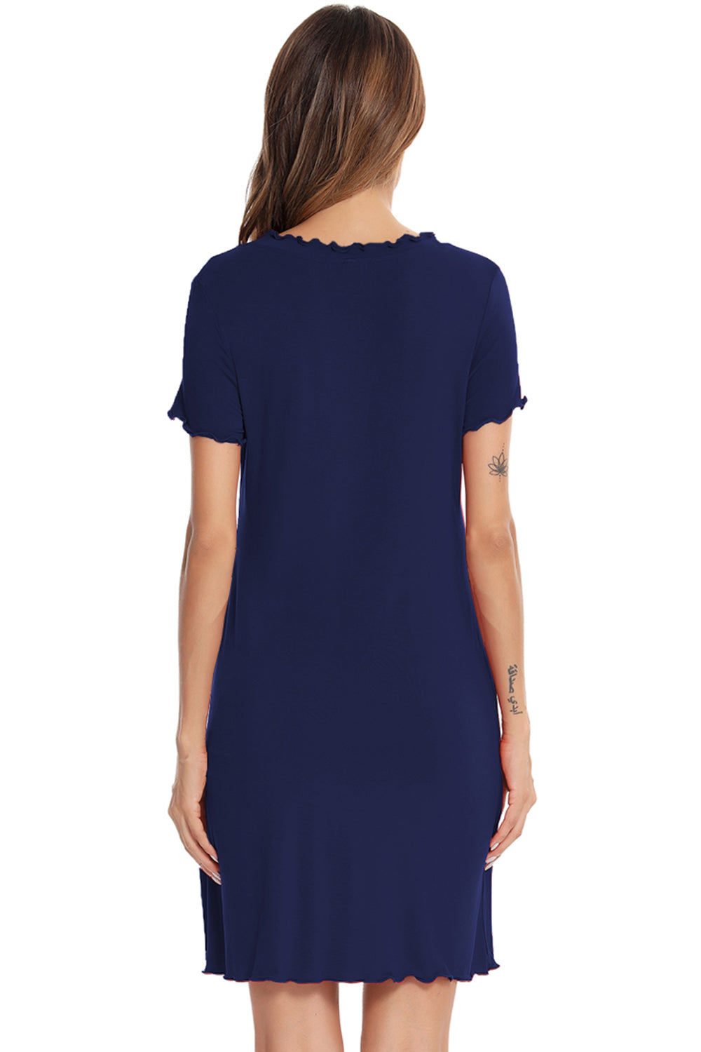 Round Neck Short Sleeve Lounge Dress - Flyclothing LLC