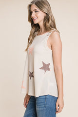 BOMBOM Star Print Round Neck Tank - Trendsi