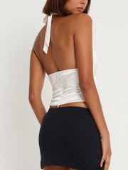 Lace Detail Halter Neck Tank - Trendsi