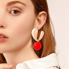 Alloy Drip Oil Bunny Earrings - Trendsi