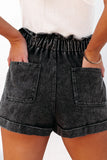 Paperbag Waist Denim Shorts with Pockets Trendsi