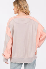 SAGE + FIG Color Block Round Neck Sweatshirt