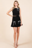 GeeGee 2-Bow Pleated Mini Skirt Trendsi