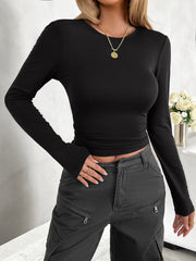 Round Neck Long Sleeve T-Shirt Trendsi