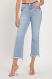 RISEN Full Size High Rise Raw Edge Crop Jeans - Trendsi