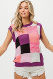 BiBi Color Block Round Neck Sweater Vest - Flyclothing LLC