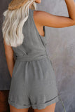 Full Size Tied V-Neck Sleeveless Romper with Pockets - Trendsi