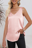 Solid V-Neck Wide Strap Tank - Flyclothing LLC