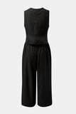 Round Neck Top and Wide Leg Pants Set Trendsi