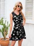 Tied Polka Dot V-Neck Dress Trendsi