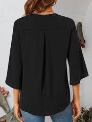 Notched Slit Half Sleeve Blouse Trendsi