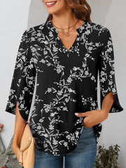 Notched Slit Half Sleeve Blouse Trendsi