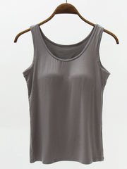 Full Size Wide Strap Modal Tank with Bra - Trendsi