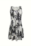 Printed Scoop Neck Wide Strap Mini Dress Trendsi