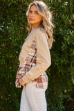 And The Why Full Size Double Layered Plaid Contrast Sweatshirt