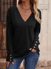 V-Neck Long Sleeve Top - Flyclothing LLC