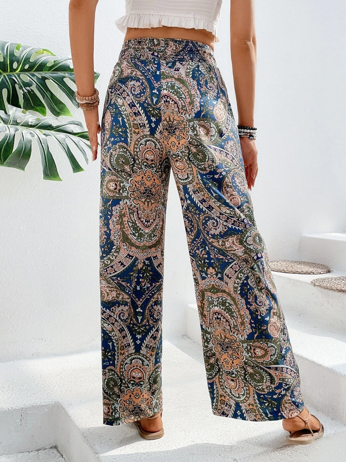 Printed Wide Leg Pants Trendsi